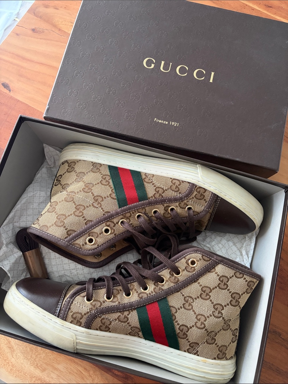 Gucci Brown GG Canvas High-Top Sneakers